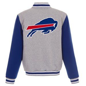 Buffalo Bills JH Design Reversible Fleece Jacket with Faux Leather Sleeves